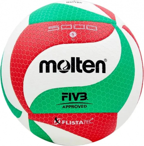 Волейбольний м'яч Molten 5000 біло-зелено-червоний