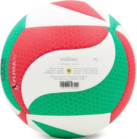 Волейбольний м'яч Molten 5000 біло-зелено-червоний