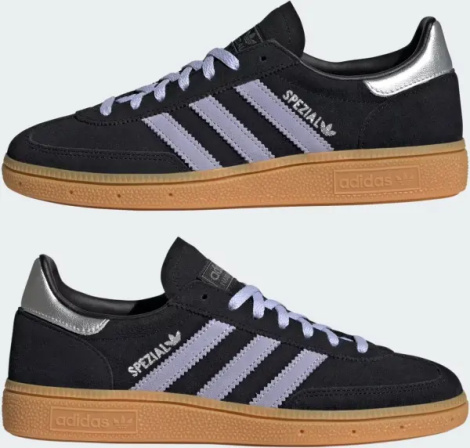 Кроссовки для гандбола женские Adidas HANDBALL SPEZIAL черно-фиолетово-серебряные JS2909
