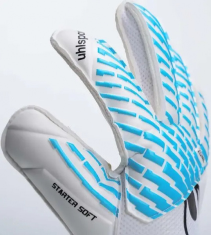 Вратарские перчатки Uhlsport FM CYBERTEC STARTER SOFT бело-голубые 1011384 01