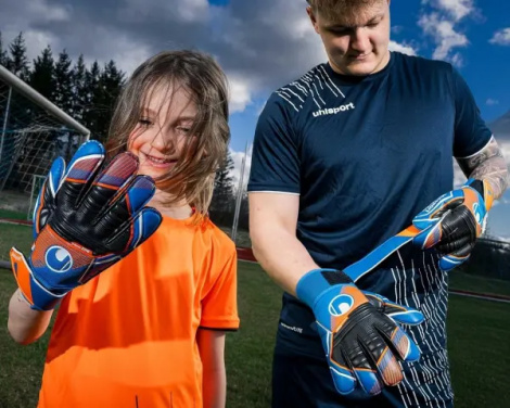 Вратарские перчатки Uhlsport POWERLINE SOFT PRO сине-оранжево-белые 1011311 01 1060