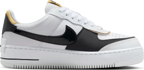 Кроссовки женские Nike AIR FORCE 1 SHADOW бело-черно-золотые CI0919-125