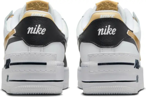 Кроссовки женские Nike AIR FORCE 1 SHADOW бело-черно-золотые CI0919-125
