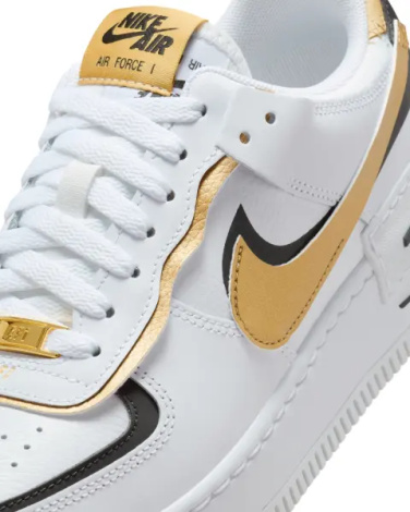 Кроссовки женские Nike AIR FORCE 1 SHADOW бело-черно-золотые CI0919-125