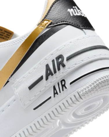 Кроссовки женские Nike AIR FORCE 1 SHADOW бело-черно-золотые CI0919-125