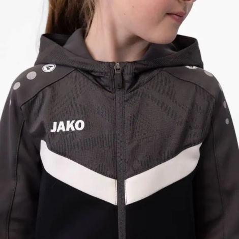 Олімпійка (мастерка) з капюшоном дитяча Jako ICONIC чорно-біло-сіра 6824-801