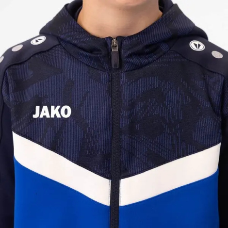 Олимпийка (мастерка) с капюшоном детская Jako ICONIC сине-бело-темно-синяя 6824-403