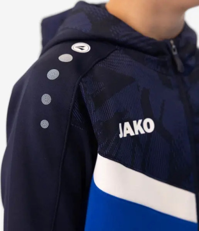 Олимпийка (мастерка) с капюшоном детская Jako ICONIC сине-бело-темно-синяя 6824-403