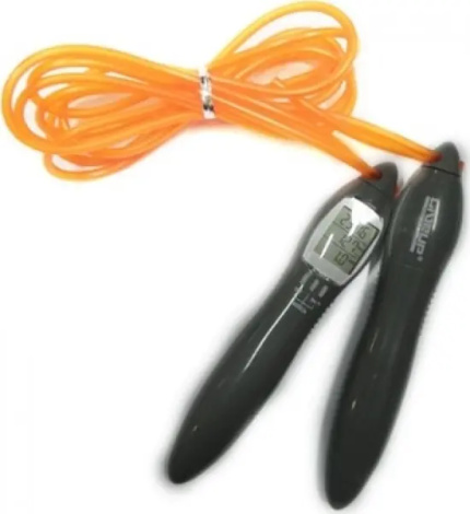 Скакалка з електронним лічильником LiveUp ELECTRONIC JUMP ROPE оранжево-сіра 275 см LS3123