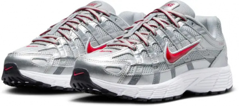 Кроссовки подростковые Nike P-6000 (GS) серебряно-красные HV5064-002