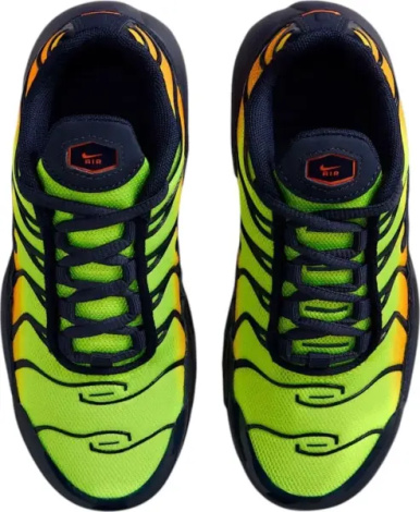 Кроссовки детские Nike AIR MAX PLUS (PS) салатово-оранжево-темно-синие FZ0023-700