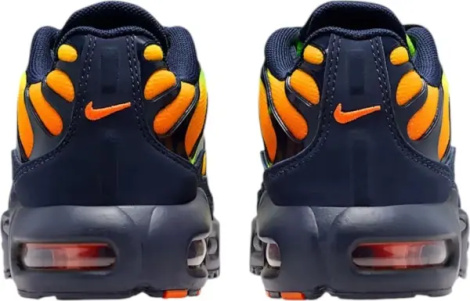 Кроссовки детские Nike AIR MAX PLUS (PS) салатово-оранжево-темно-синие FZ0023-700