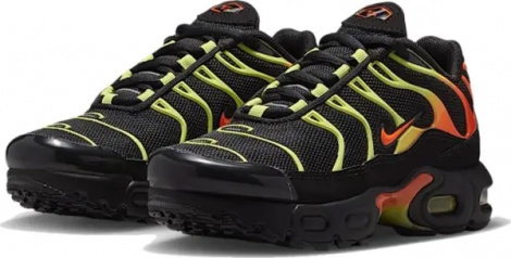 Кросівки дитячі Nike AIR MAX PLUS (PS) чорно-салатово-помаранчеві FZ0023-040