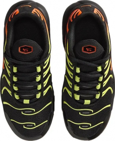 Кросівки дитячі Nike AIR MAX PLUS (PS) чорно-салатово-помаранчеві FZ0023-040