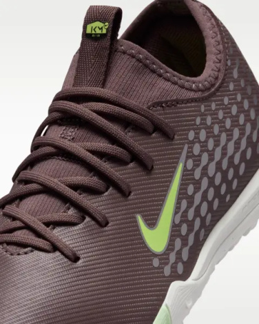 Сороконіжки (шиповки) дитячі Nike JR MERCURIAL ZOOM VAPOR 16 ACADEMY KYLIAN MBAPPÉ TF коричнево-сріблясто-салатові FQ8285-200
