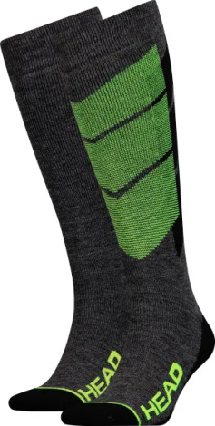 Шкарпетки Head UNISEX SKI GRAPHIC KNEEHIGH 2PPK темно-сіро-лаймові (2 пари) 791005001-817