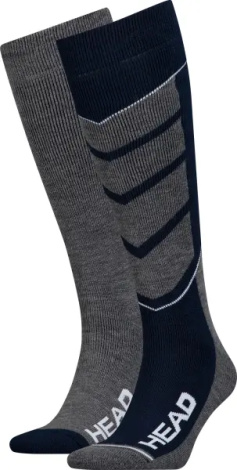 Носки Head UNISEX SKI V-SHAPE KNEEHIGH 2PPK серо-темно-синие (2 пары) 791004001-277