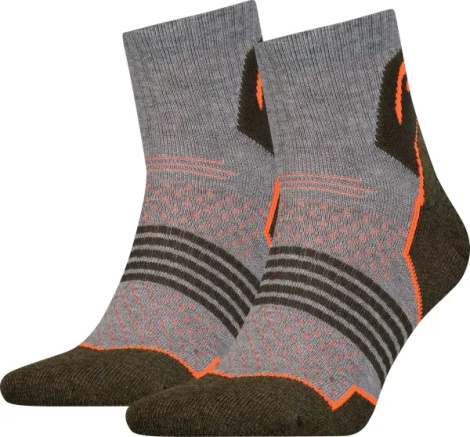 Носки Head HIKING QUARTER 2PPK UNISEX серо-оливково-оранжевые (2 пары) 781002001-159
