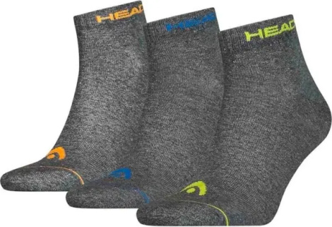 Носки Head QUARTER 3P UNISEX темно-серо-желто-сине-оранжевые (3 пары) 761011001-002