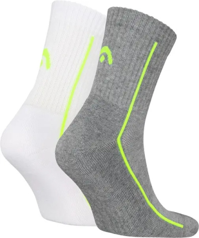 Носки Head ALL SPORTS PERFORMANCE SHORTCREW 2P бело-лаймовые, серо-лаймовые (2 пары) 701229021-004