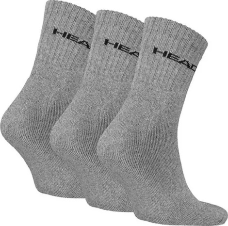 Носки Head ELEMENTS ALL SPORTS SHORT CREW 3P серые (3 пары) 701229009-004