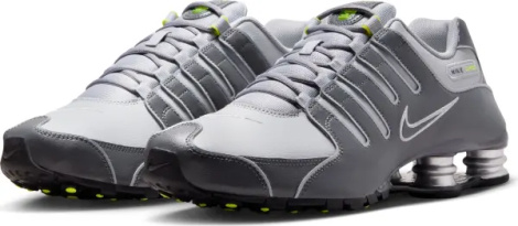 Кроссовки Nike SHOX NZ серо-темно-серо-салатовые 378341-009