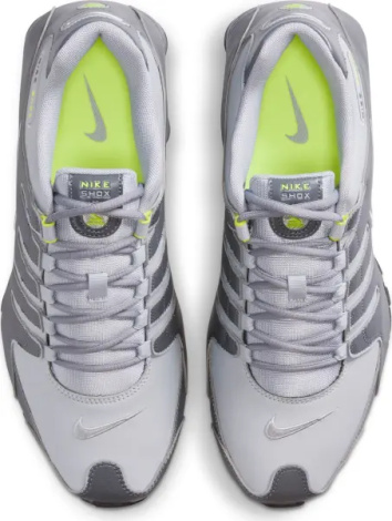 Кроссовки Nike SHOX NZ серо-темно-серо-салатовые 378341-009