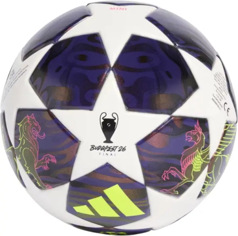 Сувенірний футбольний м'яч Adidas UEFA CHAMPIONS LEAGUE FINAL MINI біло-фіолетово-лаймовий Розмір 1 JX9099