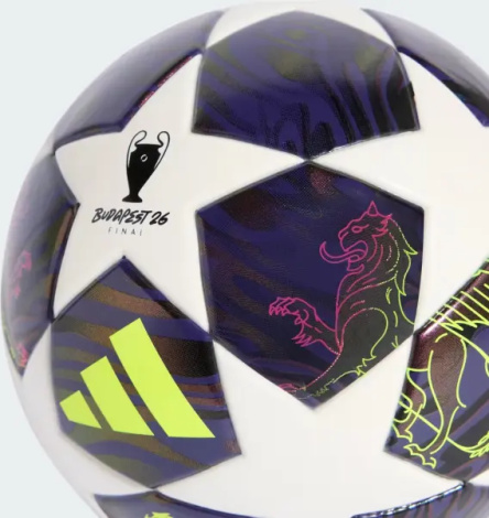 Сувенірний футбольний м'яч Adidas UEFA CHAMPIONS LEAGUE FINAL MINI біло-фіолетово-лаймовий Розмір 1 JX9099