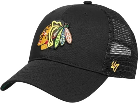 Кепка 47 Brand CHICAGO BLACKHAWKS BRANSON MESH черно-зеленая H-BRANS04CTP-BK