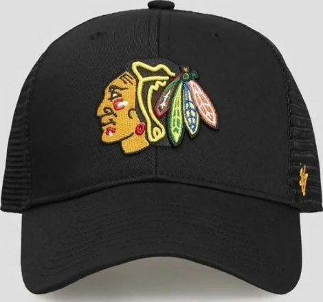 Кепка 47 Brand CHICAGO BLACKHAWKS BRANSON MESH черно-зеленая H-BRANS04CTP-BK