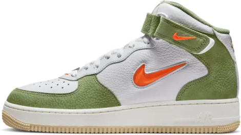 Кроссовки Nike AIR FORCE 1 MID QS JEWEL бело-зелено-оранжевые DQ3505-100