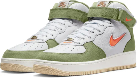Кроссовки Nike AIR FORCE 1 MID QS JEWEL бело-зелено-оранжевые DQ3505-100