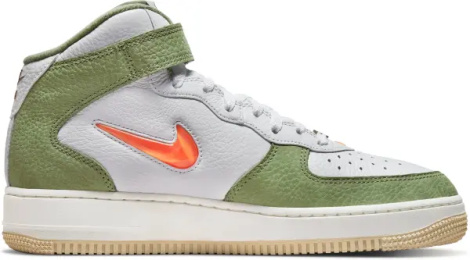 Кроссовки Nike AIR FORCE 1 MID QS JEWEL бело-зелено-оранжевые DQ3505-100