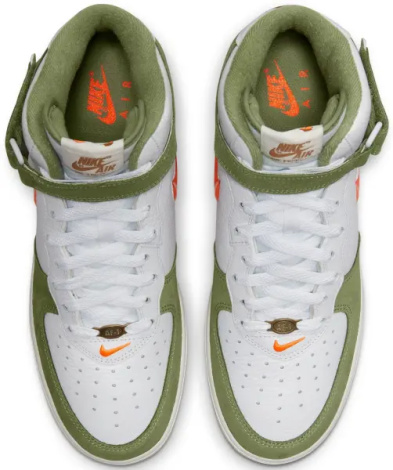 Кроссовки Nike AIR FORCE 1 MID QS JEWEL бело-зелено-оранжевые DQ3505-100