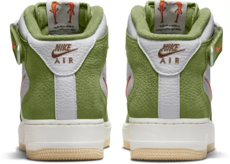 Кроссовки Nike AIR FORCE 1 MID QS JEWEL бело-зелено-оранжевые DQ3505-100