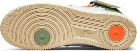 Кроссовки Nike AIR FORCE 1 MID QS JEWEL бело-зелено-оранжевые DQ3505-100