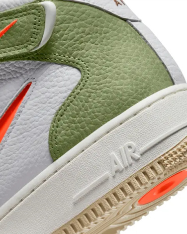 Кроссовки Nike AIR FORCE 1 MID QS JEWEL бело-зелено-оранжевые DQ3505-100