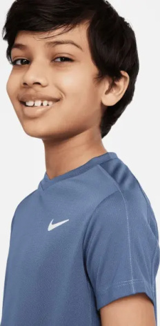 Футболка для тенісу підліткова Nike COURT DRI-FIT VICTORY синя CV7565-493