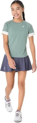 Футболка для тенісу дитяча Asics GIRLS TENNIS SS TOP зелено-молочна 2044A045-400