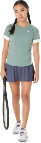 Футболка для тенісу дитяча Asics GIRLS TENNIS SS TOP зелено-молочна 2044A045-400