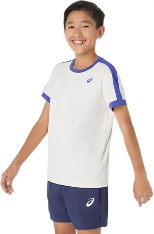 Футболка для тенниса детская Asics BOYS TENNIS SS TOP молочно-синяя 2044A044-100