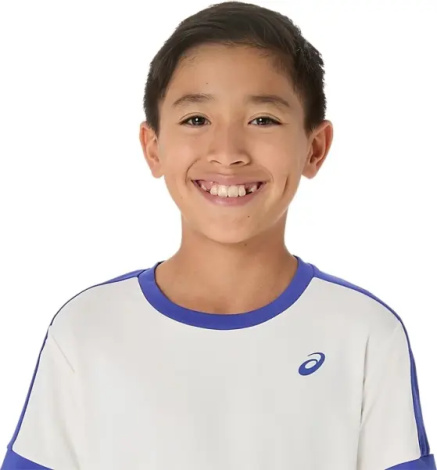 Футболка для тенниса детская Asics BOYS TENNIS SS TOP молочно-синяя 2044A044-100