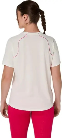 Футболка для тенниса женская Asics GAME ALL OVER PRINT SS TOP бежево-розовая 2042A385-100