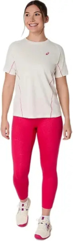 Футболка для тенниса женская Asics GAME ALL OVER PRINT SS TOP бежево-розовая 2042A385-100