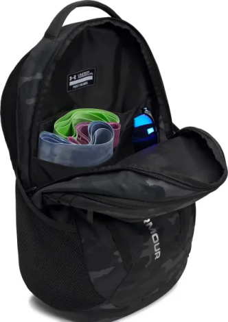 Рюкзак Under Armour HUSTLE 6.0 BACKPACK черно-серый камуфляж 1384672-007