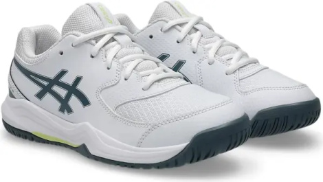 Кросівки тенісні дитячі Asics GEL-DEDICATE 8 біло-темно-сіро-лимонні 1044A077-108
