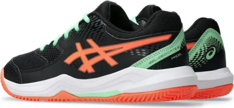Кросівки тенісні дитячі Asics GEL-DEDICATE 8 PADEL чорно-помаранчево-м'ятні 1044A064-002