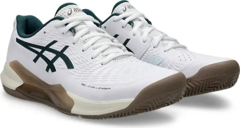 Кроссовки теннисные Asics GEL-CHALLENGER 14 CLAY бело-темно-зелено-коричневые 1041A449-104