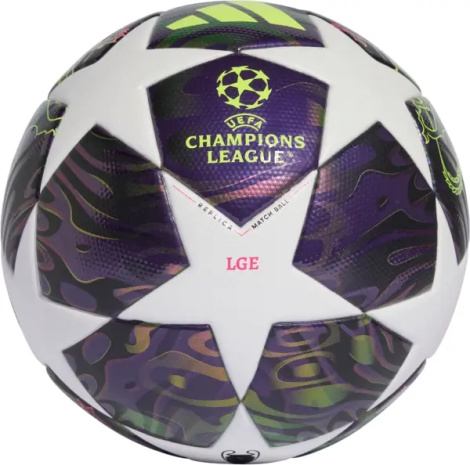 Футбольный мяч Adidas UEFA CHAMPIONS LEAGUE FINAL LEAGUE BOX 26 BUDAPEST бело-фиолетово-лаймовый